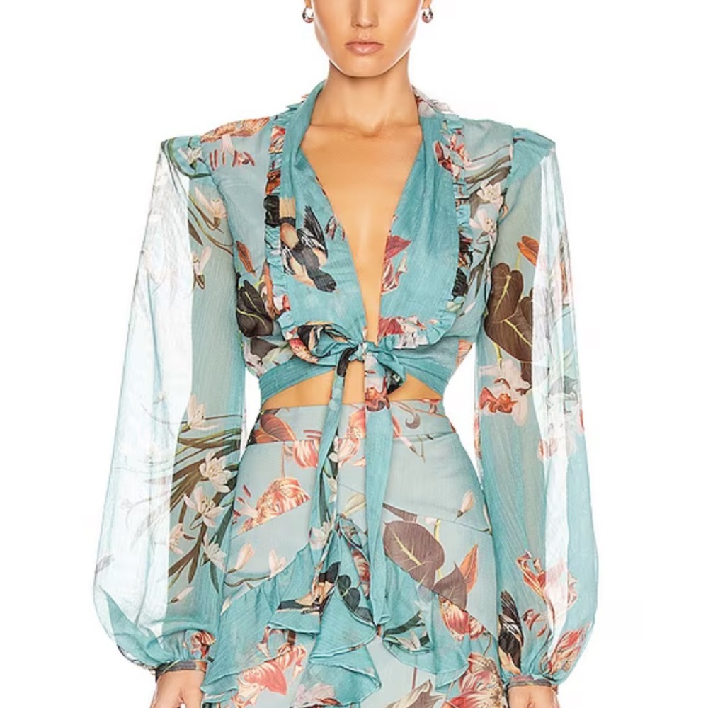 PatBo “Carolina” Tie Front Cropped